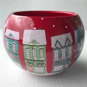 Red Teleflora Holiday Winter Scene Globe Vase 4.25”